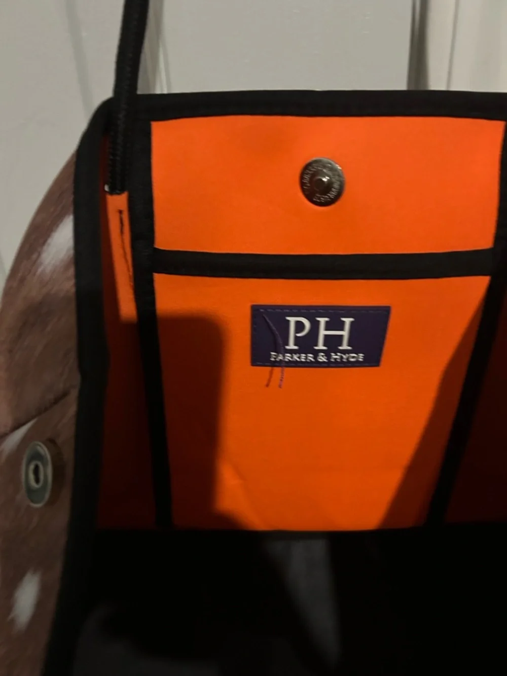 Parker & Hyde PH Orange and Black Hobo Bag - Picture 3 of 4